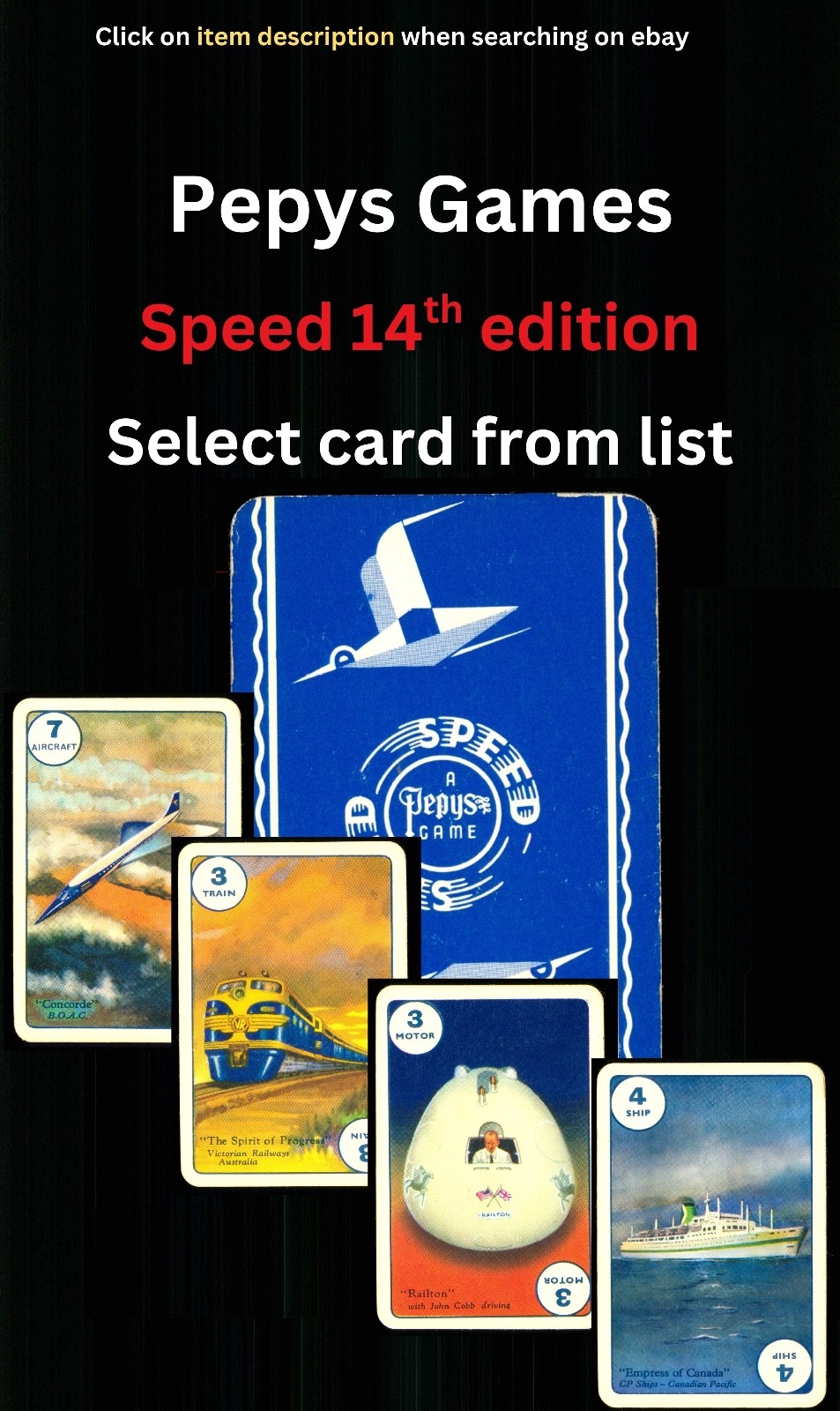 14th Edition Pepys Speed card – select card from list - AA87