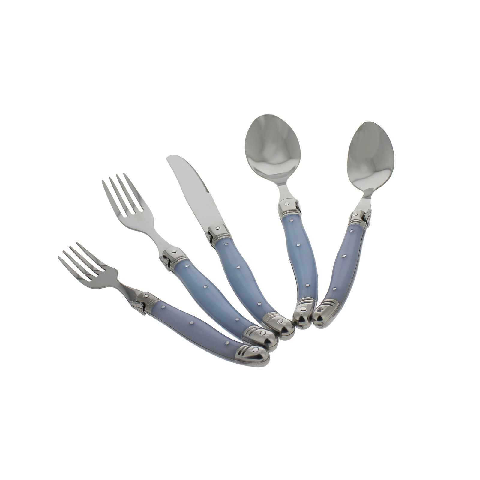French Home 20 Piece Laguiole Ice Blue Flatware Set
