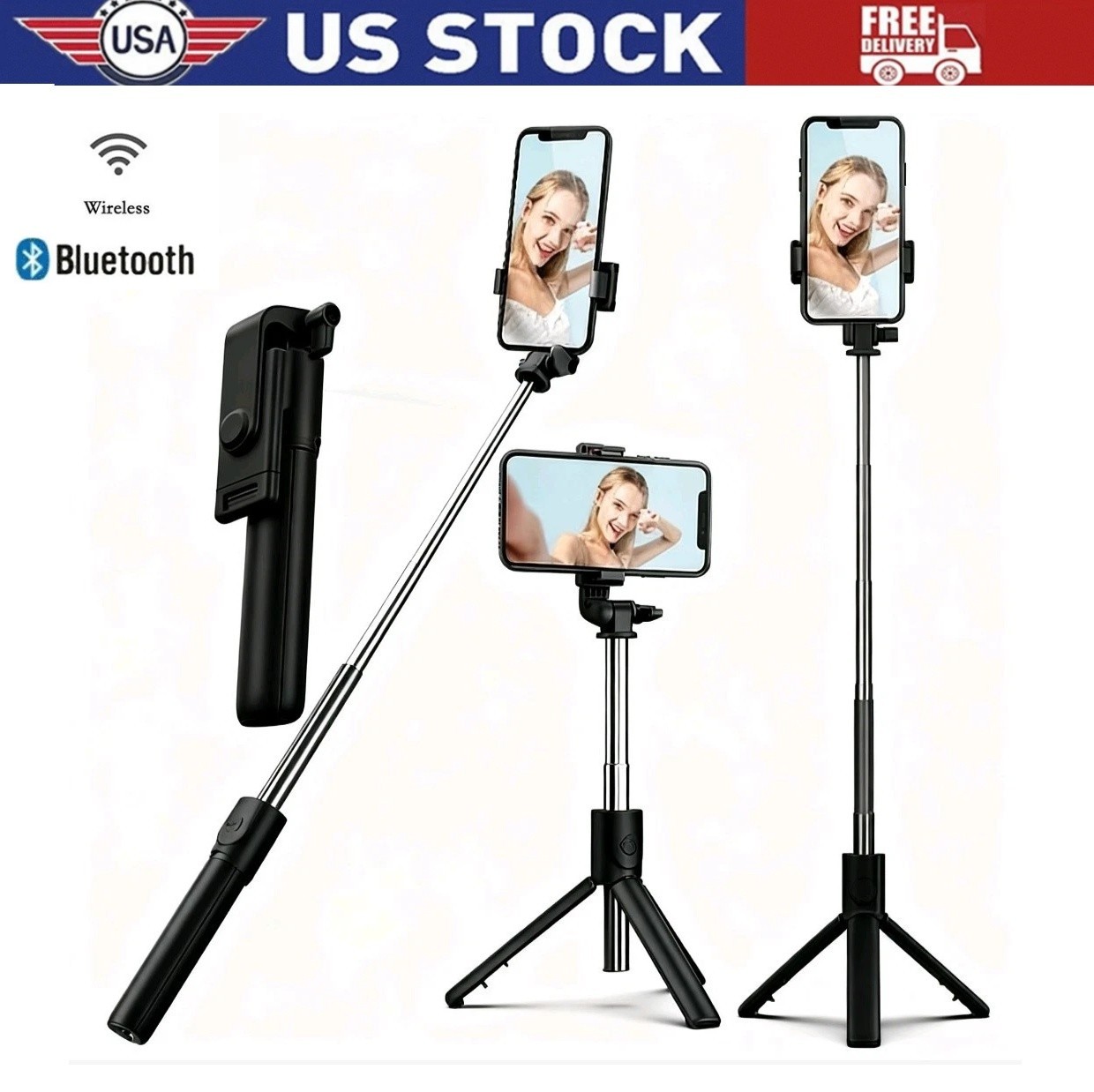 Selfie Stick Tripod Remote Desktop Stand Phone Holder For iPhone Samsung US