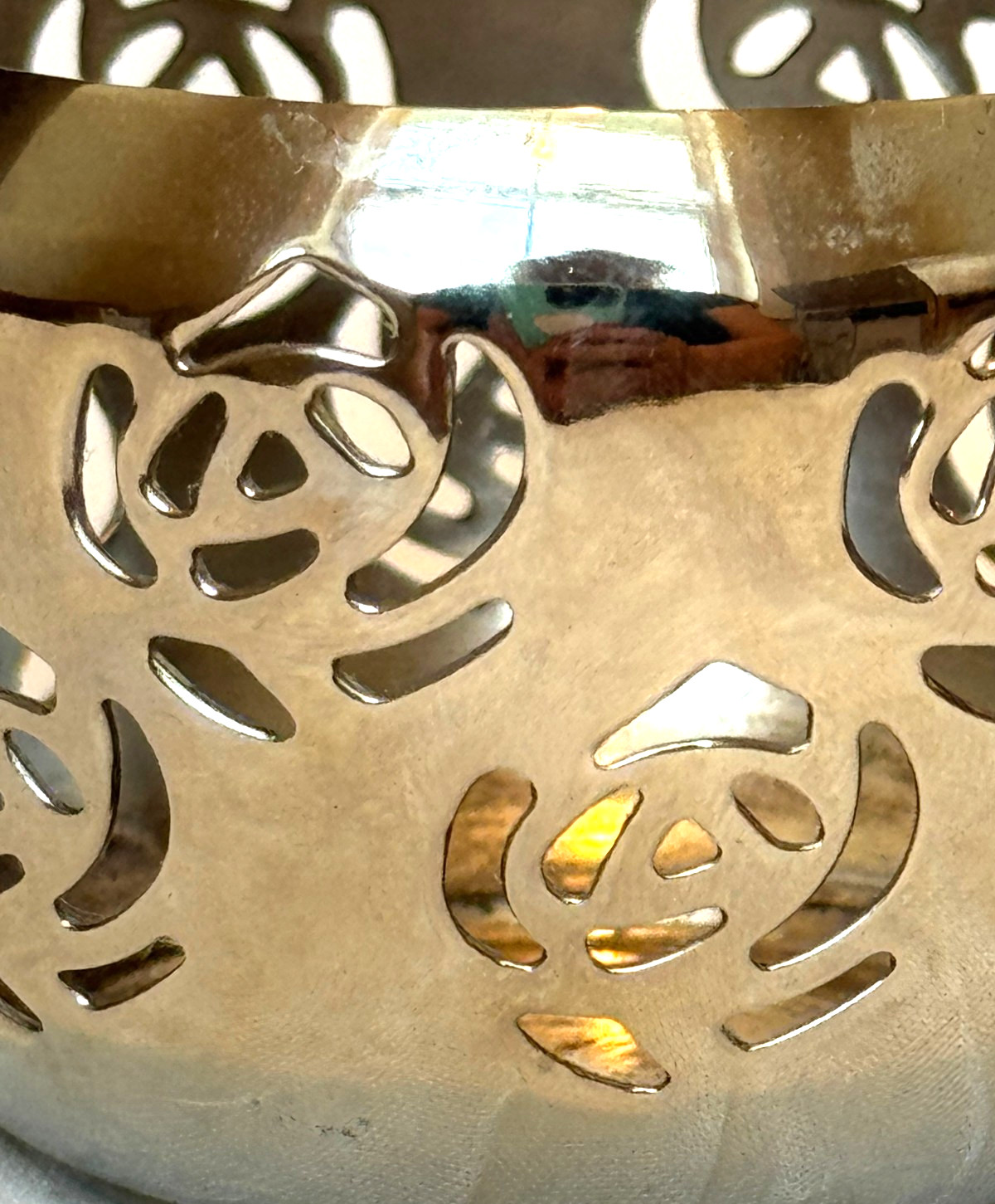 Silver Tone Votive Holder with Roses