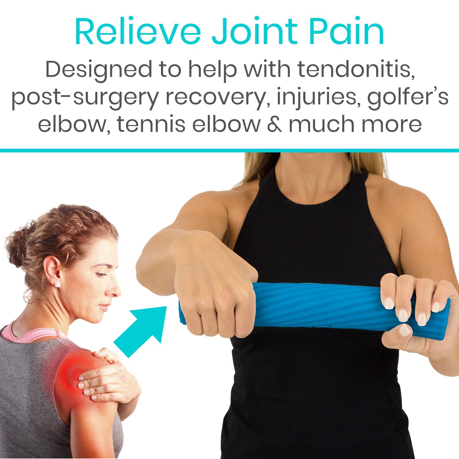 Vive Flex Therapy Bar for Tennis Elbow Relief Blue - Medium, - Medium