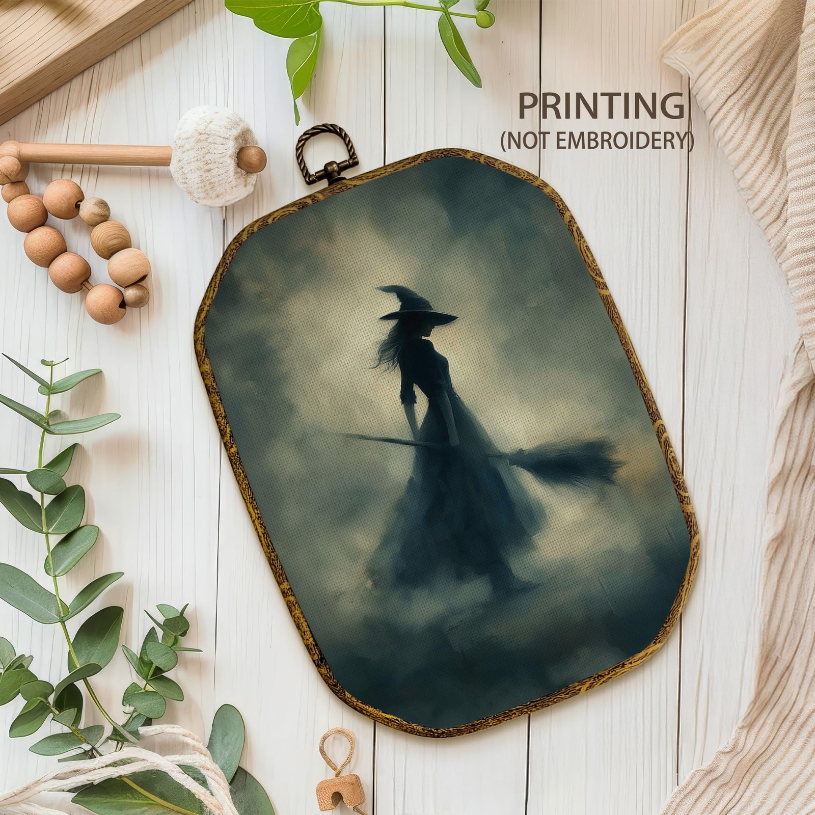 Yjeslw Vintage Halloween Witchy Octagon Wall Art Decor, 10.2"L x 7"W, black