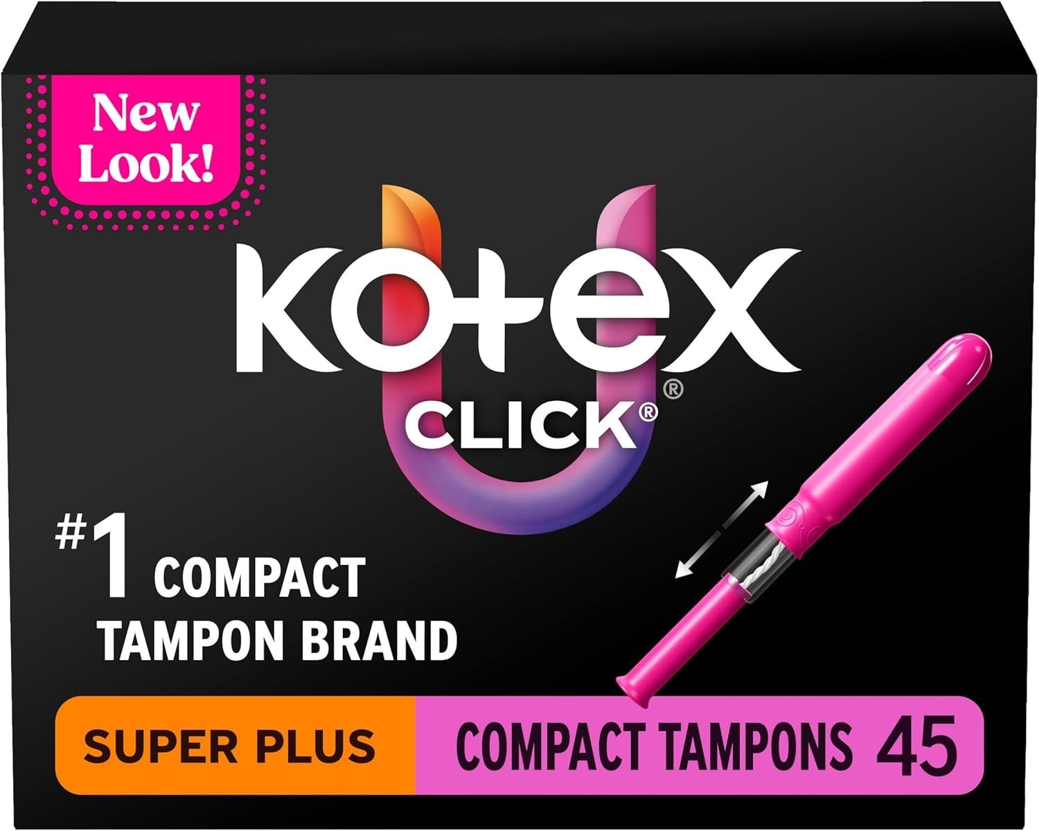 U by Tampons, Click Compact, Super Plus Absorbency, Unscented, 45 Count