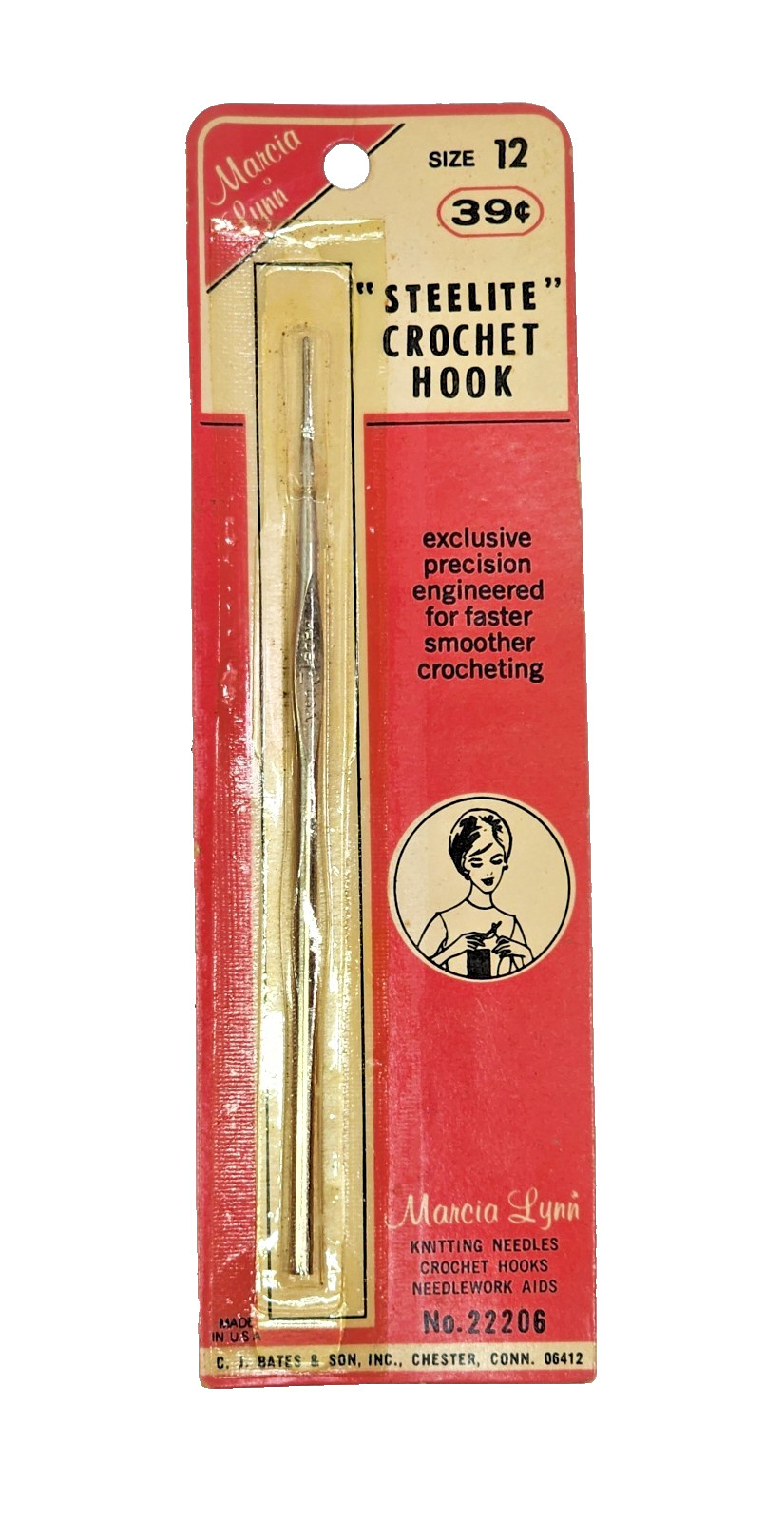 Vintage Marcia Lynn STEELITE Crochet Hook Size 12 NIP NOS, C.J. Bates & Son, Inc
