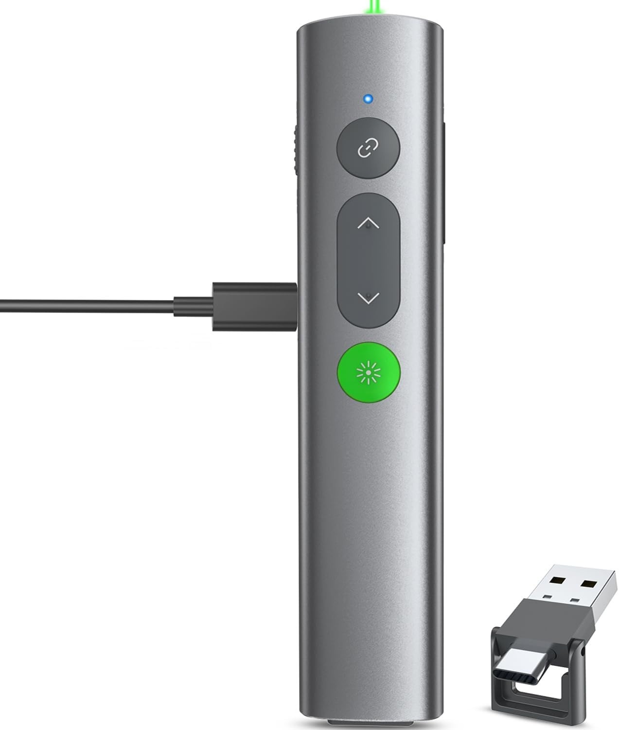 Wireless Presentation Clicker with Green Laser Pointer for PowerPoint Slides