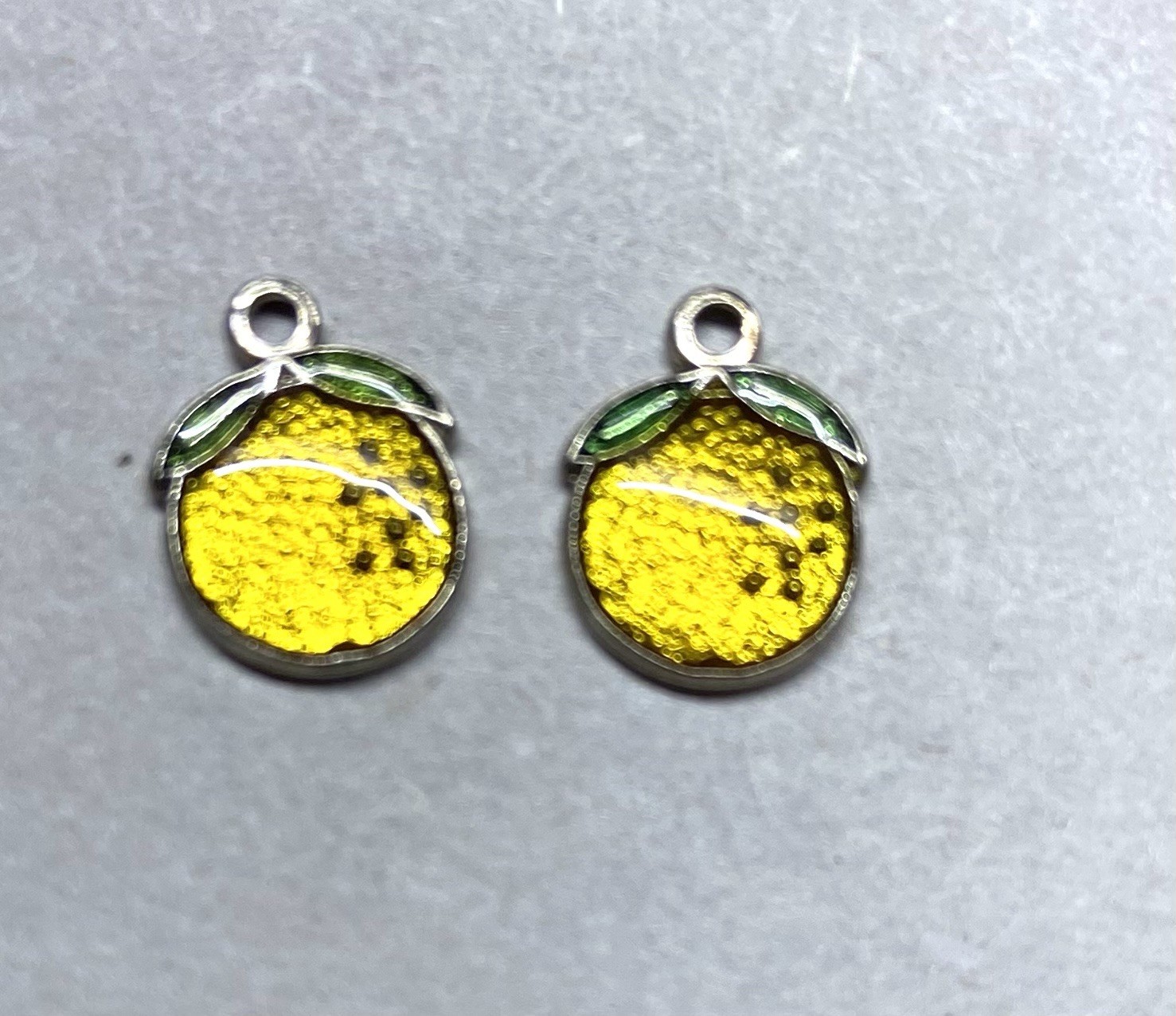 48x Rhodium Plate Charm with hole for hanging- Small Yellow Fruit shape