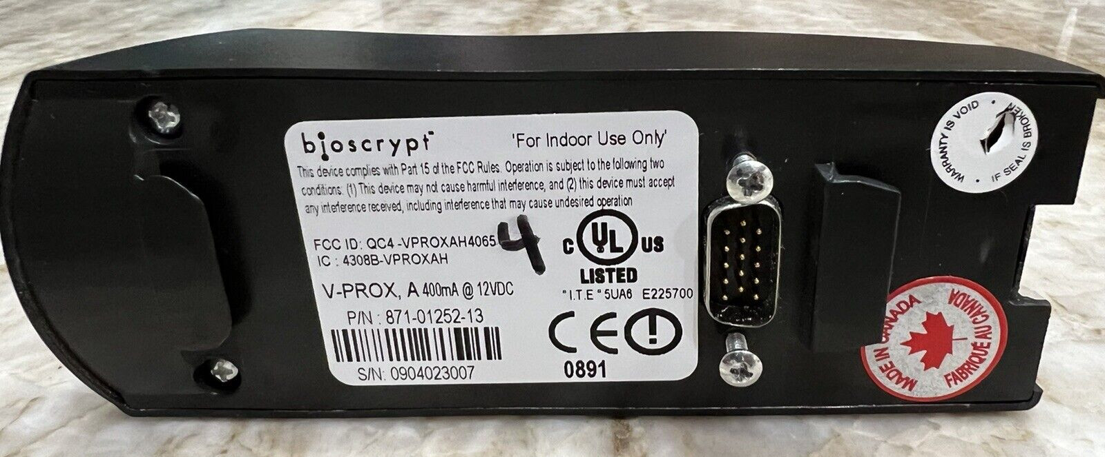 Bioscrypt, 871-01252-13 V-Prox A Biometric Fingerprint Reader, VProx