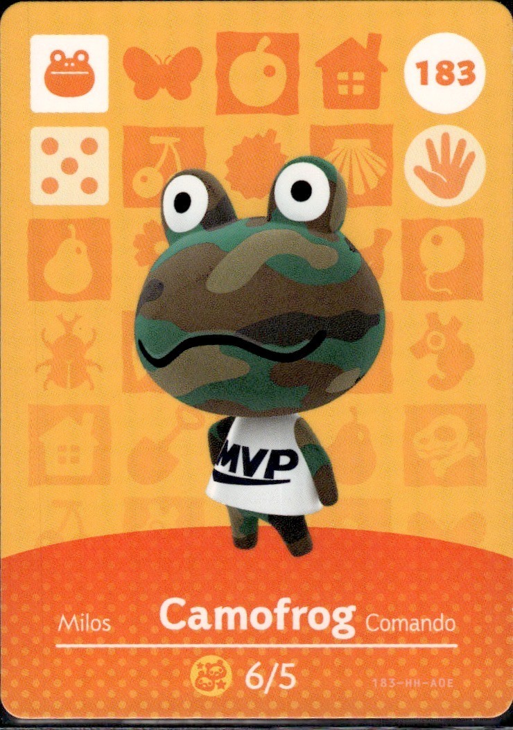 183 Camofrog Amiibo Card 183 Series 2 Animal Crossing Nintendo Switch NA Region
