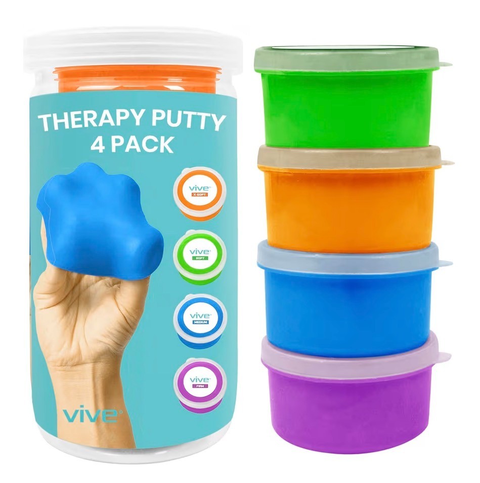 Vive Therapy Putty (4 Pack) - For Hand, Finger, Grip Strength Resistance -NEW