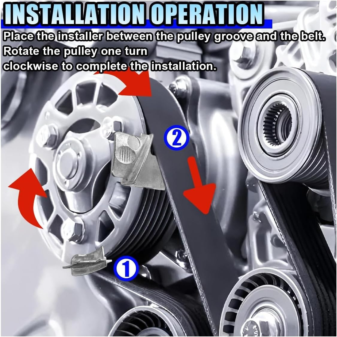 2PCS Stretch Belt Mate Kit, Serpentine Belt Tool for Timing Belt, Auxiliary Pull