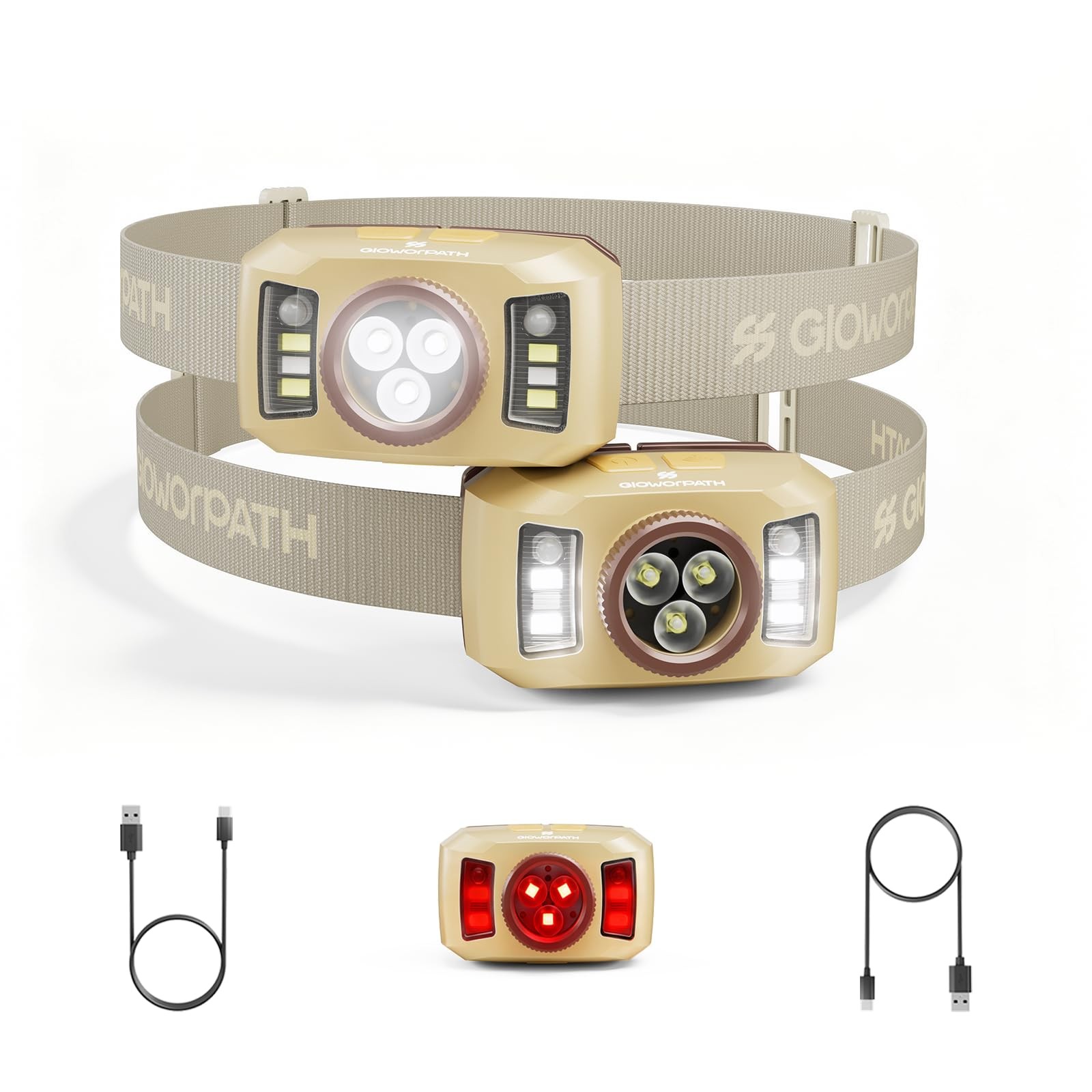 Upgraded Headlamp Rechargeable, Ultra Bright, 6 Modes with Motion Sensor