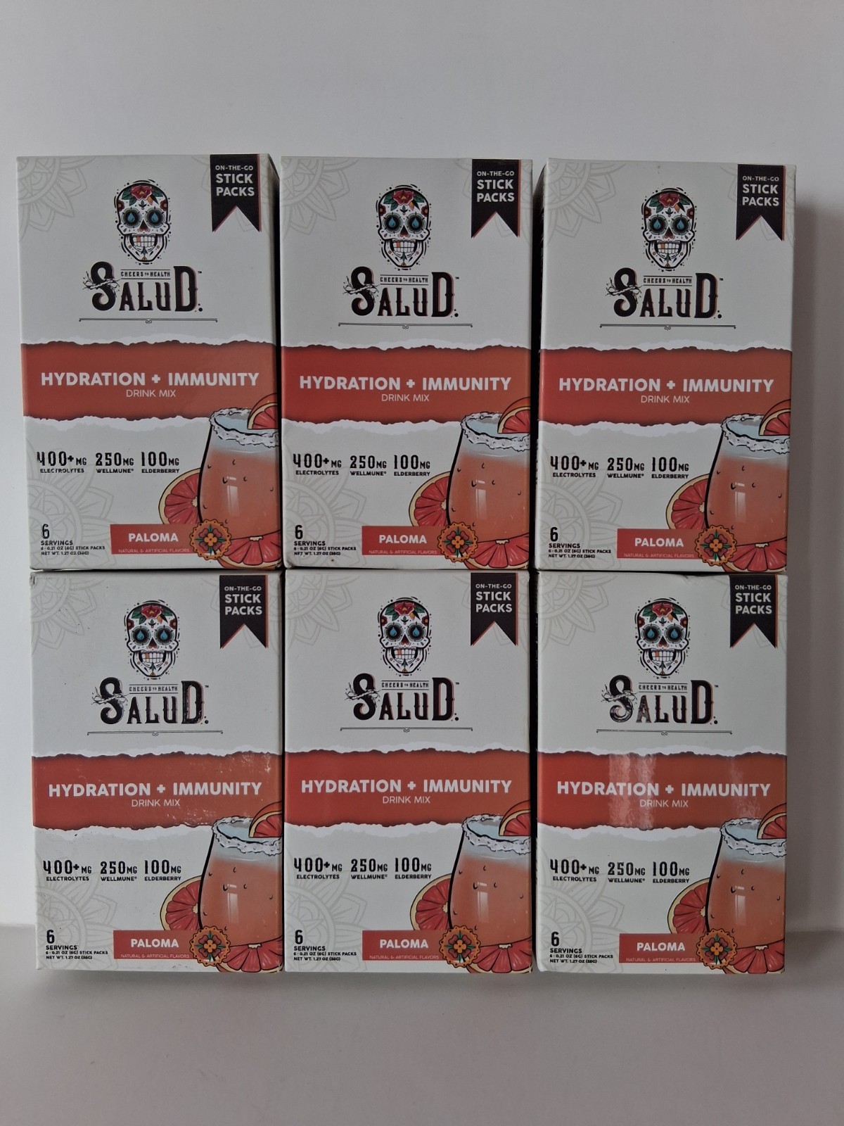 Lot of 6 New SALUD Hydration + Immunity Drink Mix, 36 On-The-Go Sticks exp 12/26