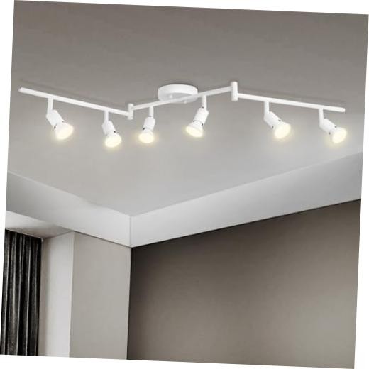 6 Light Track Lighting Fixture, GU10 Rotatable Heads, Matte White, 6 Lights