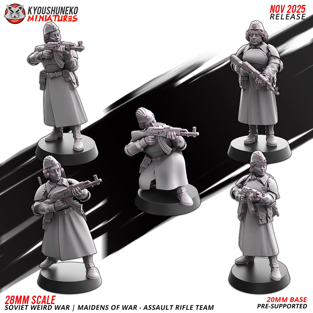 Soviet Weird War Maidens Assault Rifle - 15-54mm Resin Tabletop Miniature