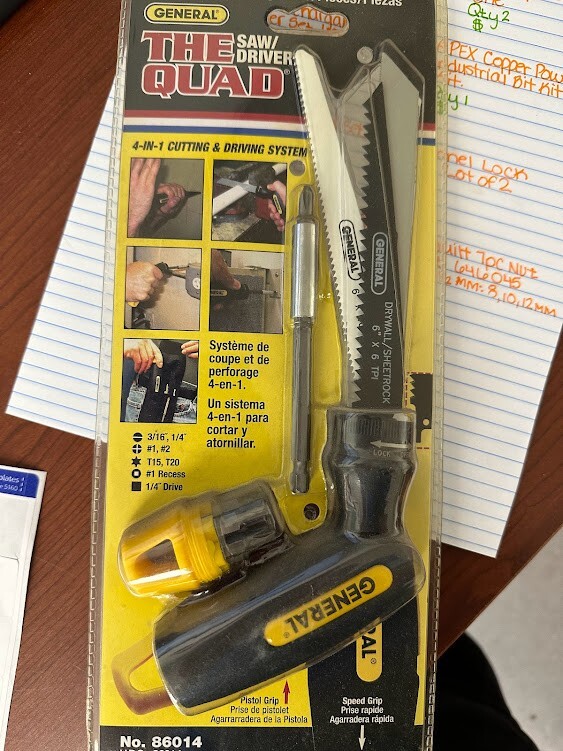 GENERAL HARDWARE 8/6014 QUAD SAW/DRIVER 4 IN 1 CUTTING & DRIVING SYSTEM