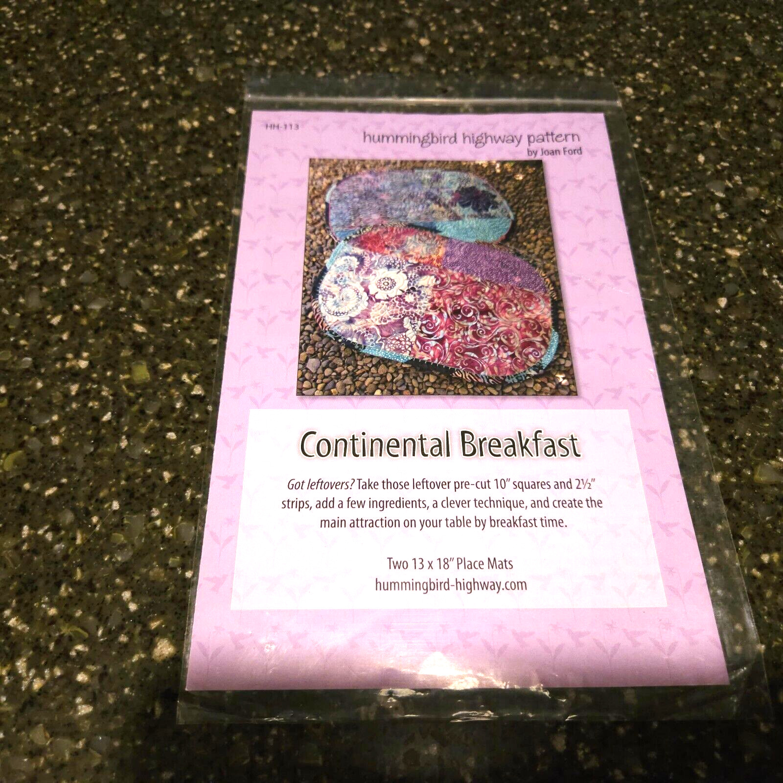 Continental Breakfast Placemat Quilt Pattern Hummingbird Highway  13x18 HH-113