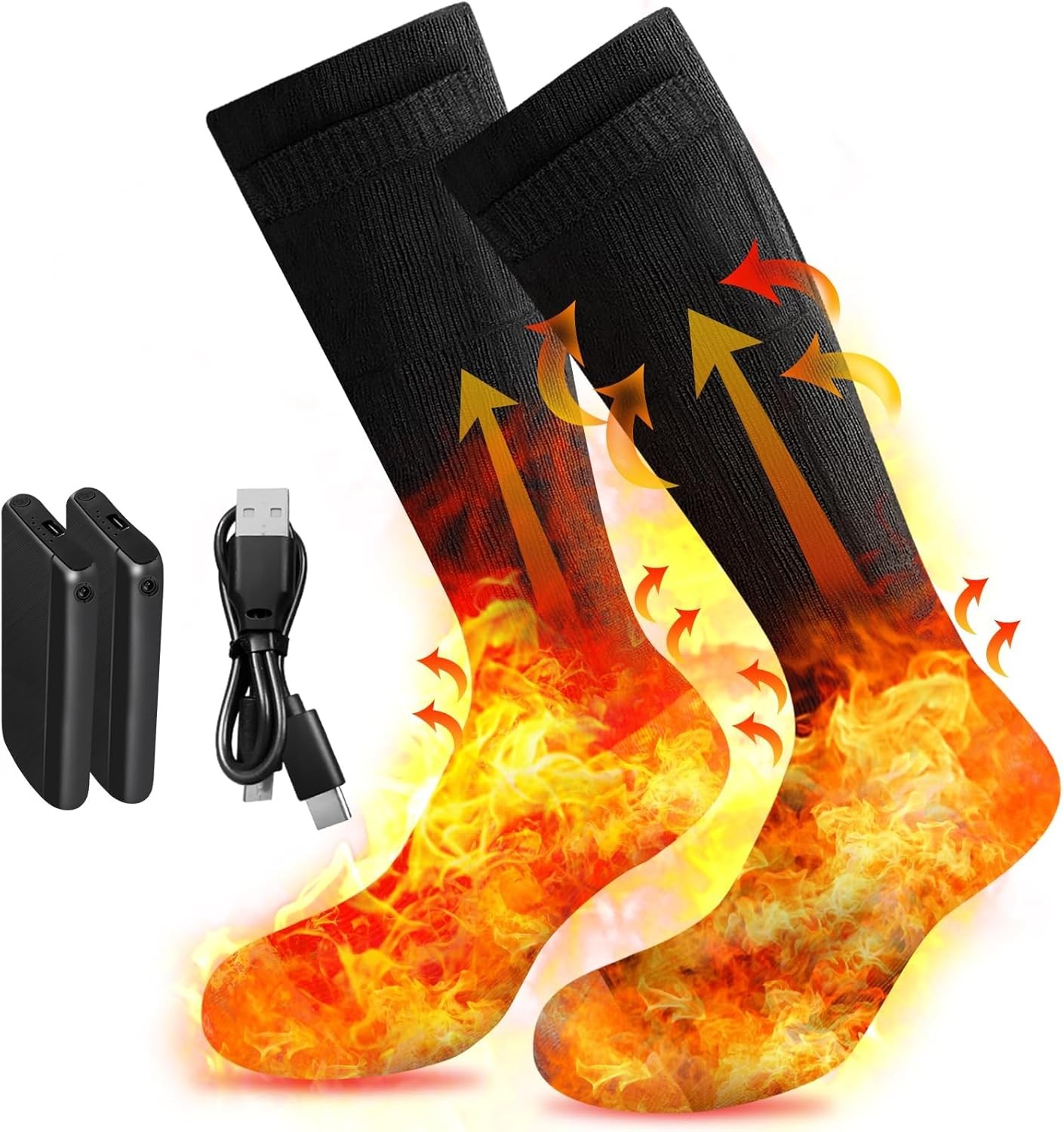 Heated Socks for Men Women,Electric Heated Socks 3 Heating Levels with 4000mAh*2