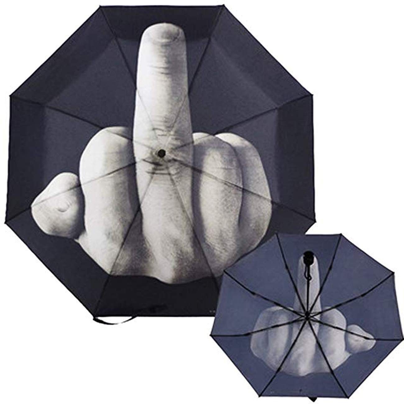 TIHOOD Funny Folding Middle Finger Umbrella Creative Gift for One Size, Black