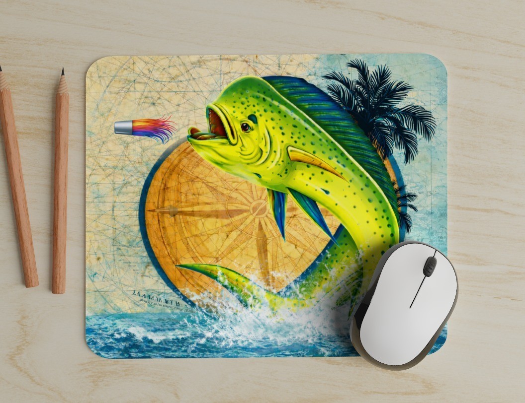 Mahi Saltwater Fish Trolling Mouse Pad great for Office or Gaming Personalize