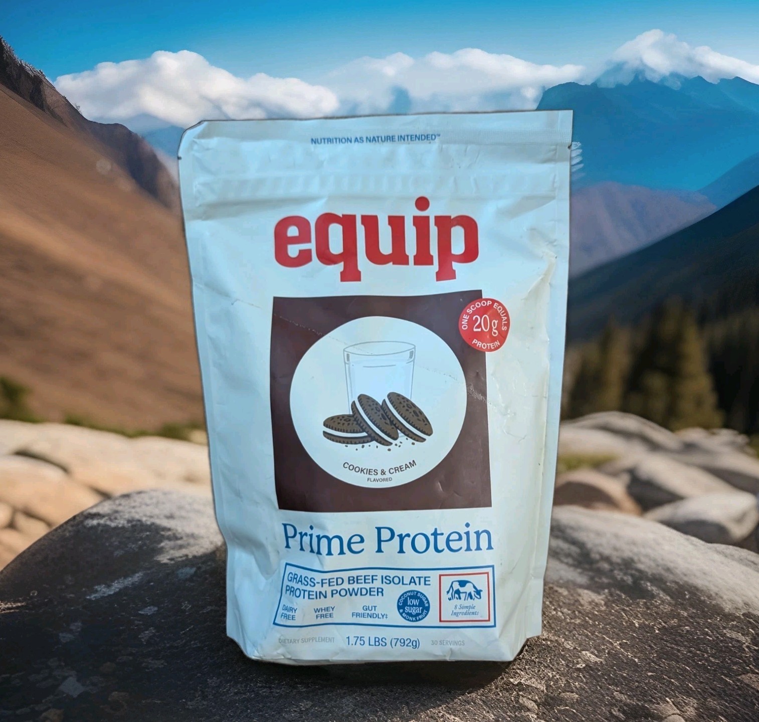 Equip Prime Protein Powder Grass Fed Beef Isolate, Cookies & Cream Flavor 1/2028