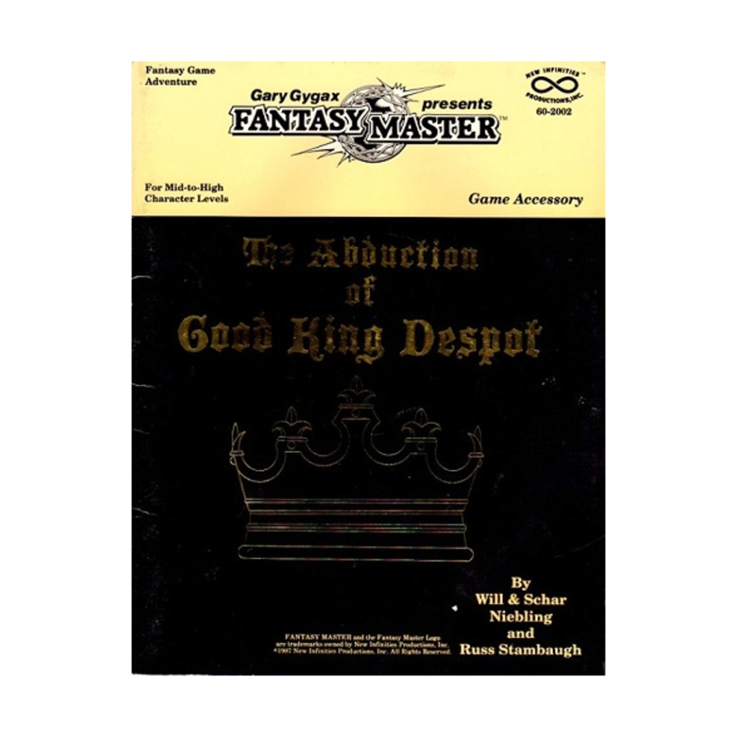 Gary Gygax & New Infinities Fantasy RPG Abduction of Good King Despot Fair+