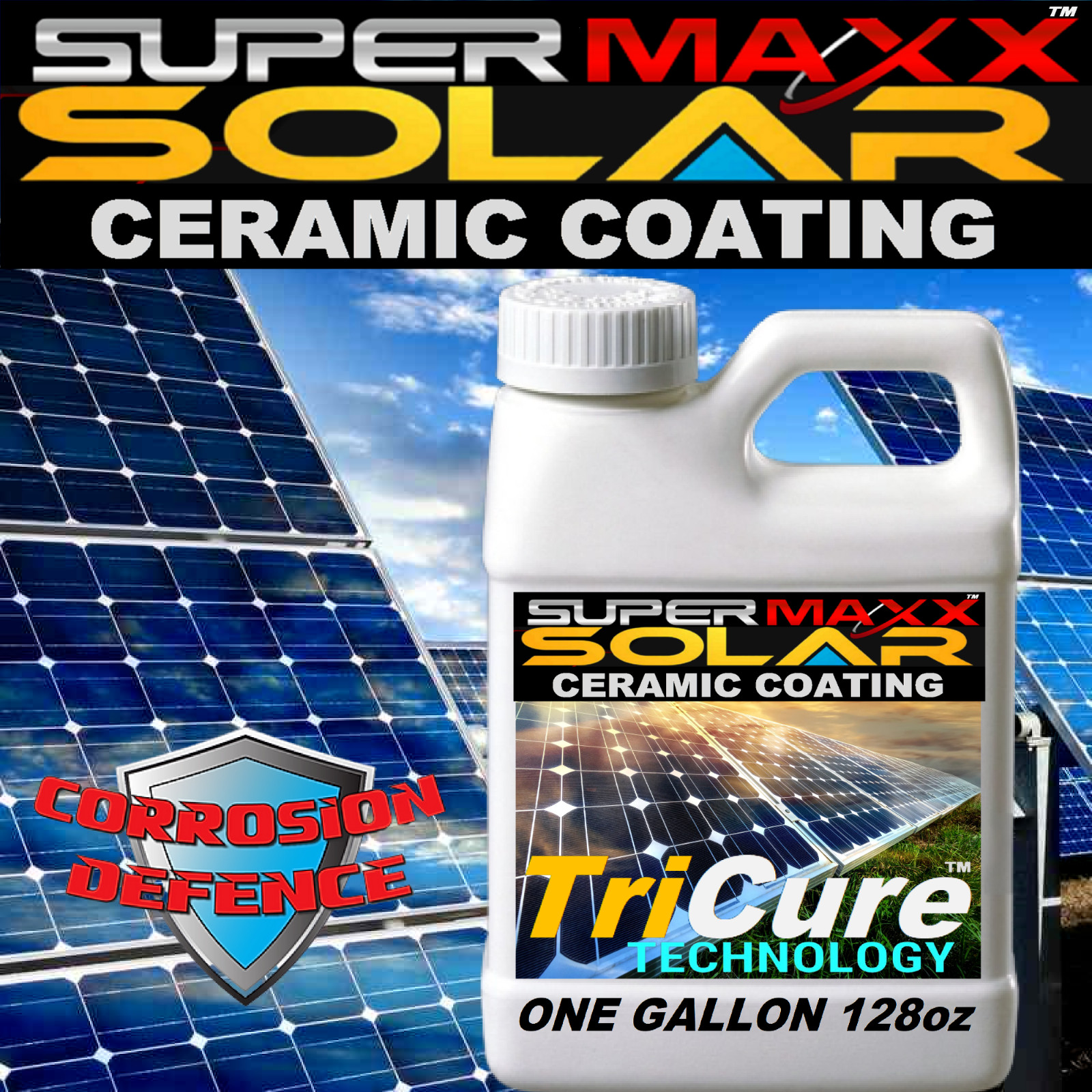 SOLAR PANEL TRICURE CERAMIC CLEAR COATING SPRAY 2 YR PROTECTION 128oz ONE GALLON