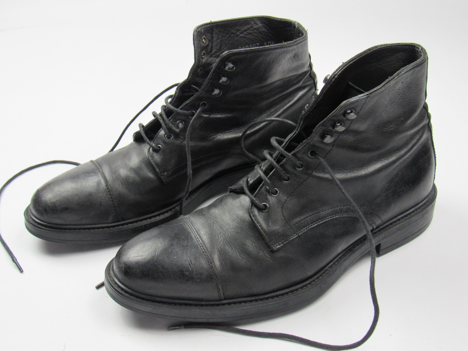 Men's TO BOOT NEW YORK 'Richmond' Black Leather Cap Toe Boots Size US 10.5 Italy