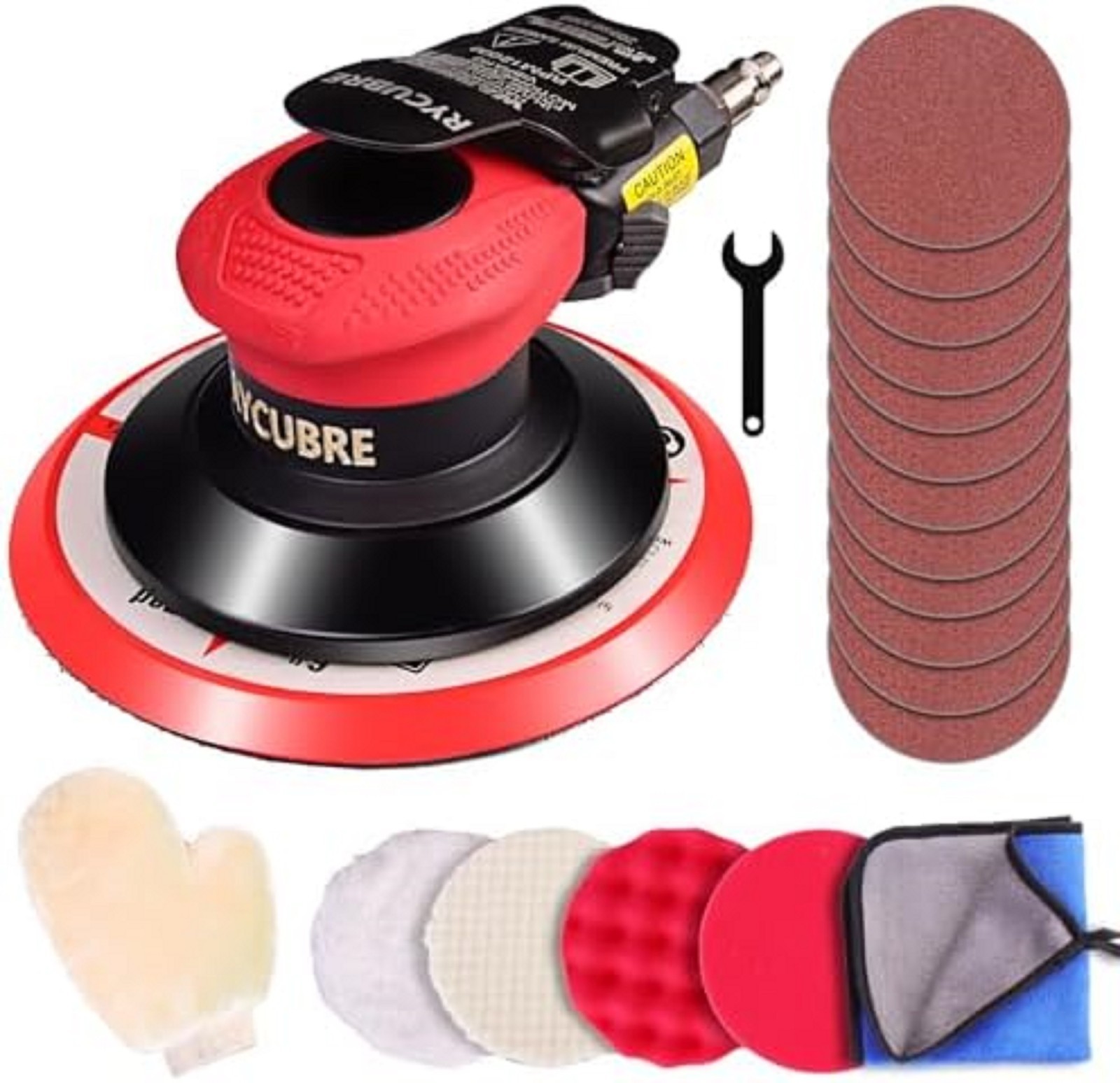 Pneumatic Air Sander 5/6 Inch DA Palm Sander for Auto Body, High Speed Random Or