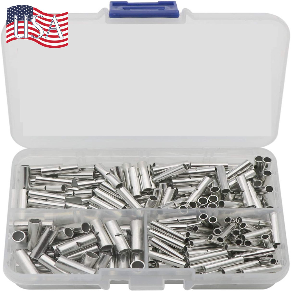 100PCS Ferrule 22-10 AWG Wire Splice Butt Connectors Bare Copper Crimp Terminals