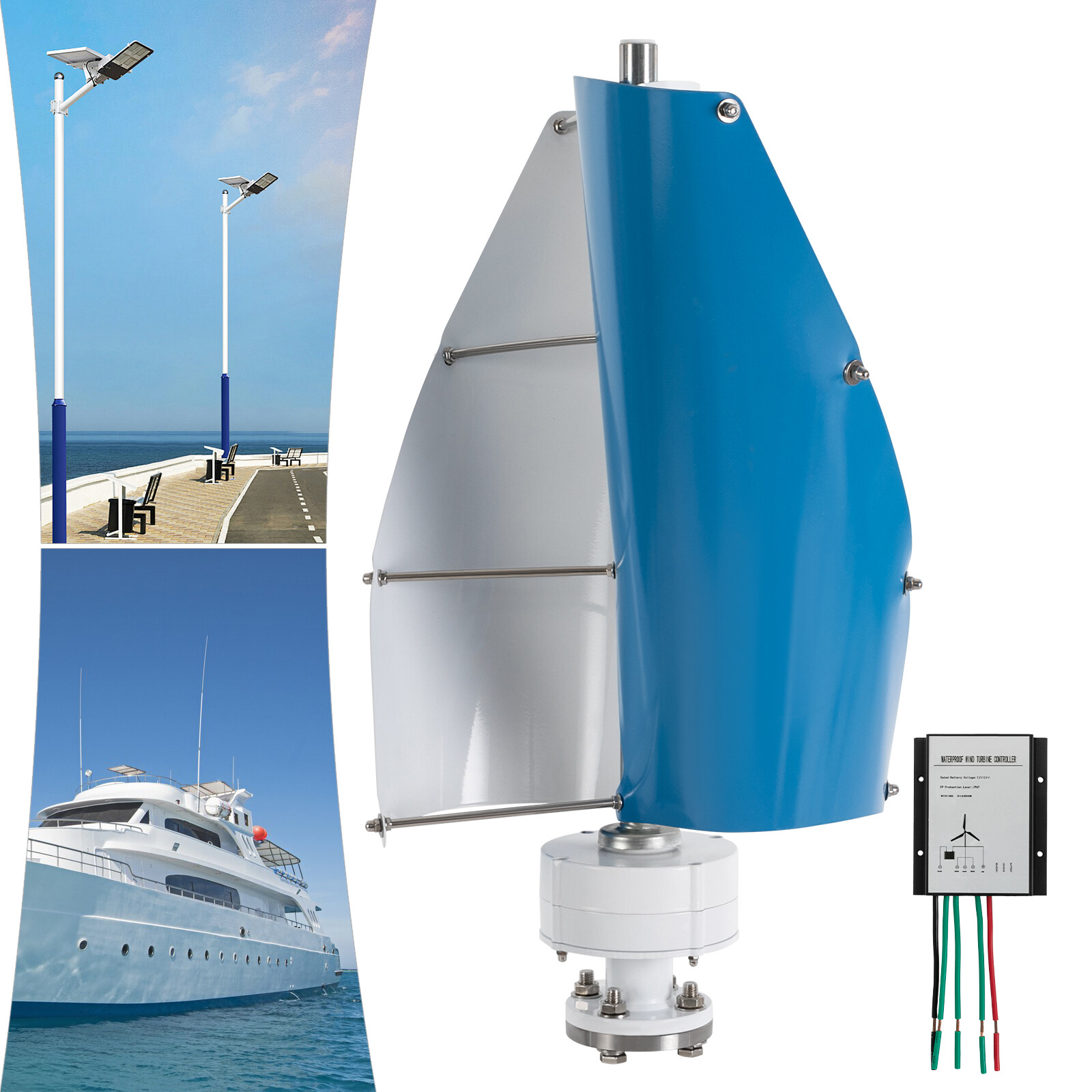 Vertical Axis Wind Turbine Generator 12V with Controller Home Windmill Kit 100W