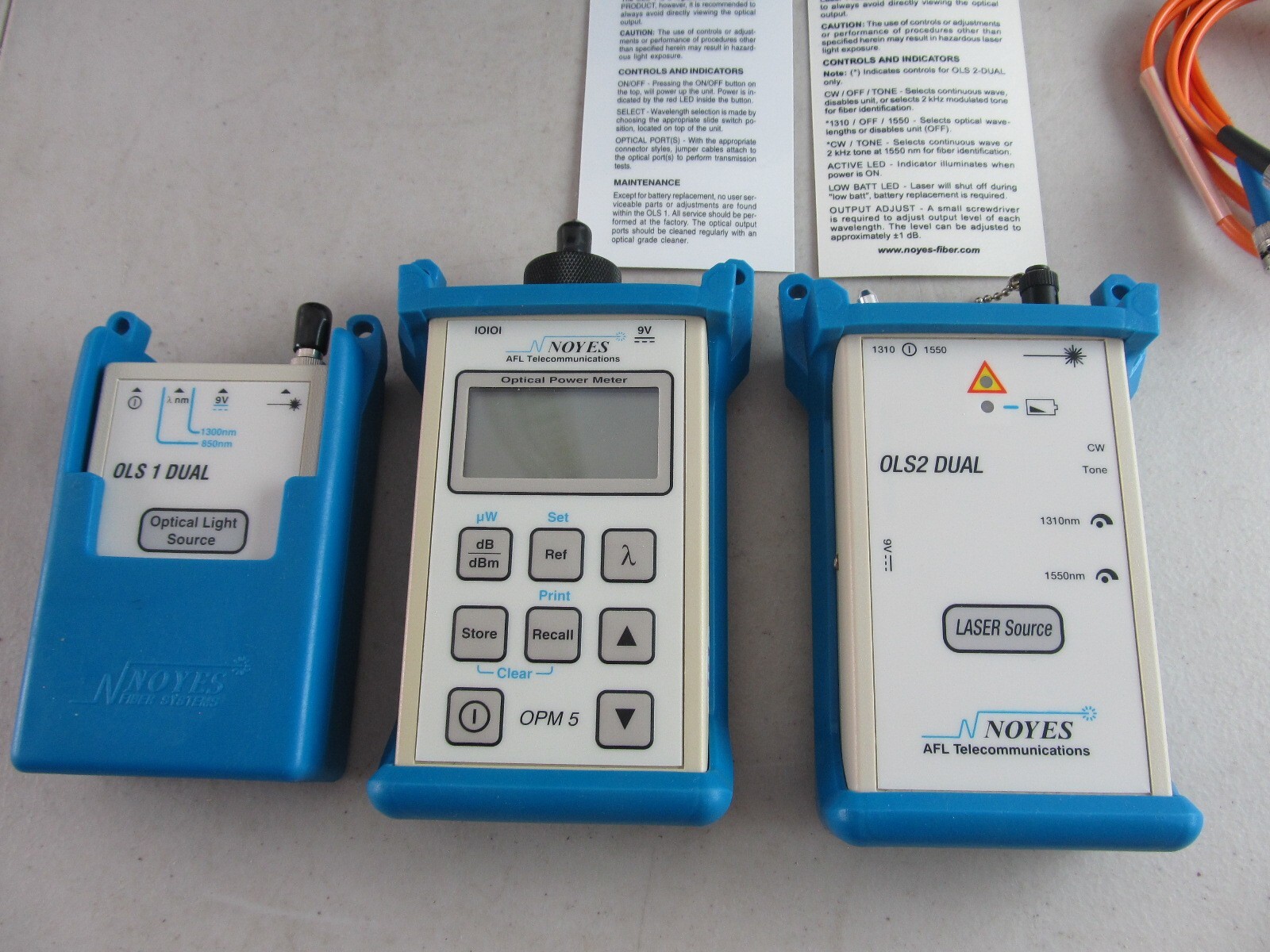 NOYES FIBER OPTIC TEST EQUIPMENT OLS 1 DUAL + OLS 2 DUAL + OPM5-2C w/ Case