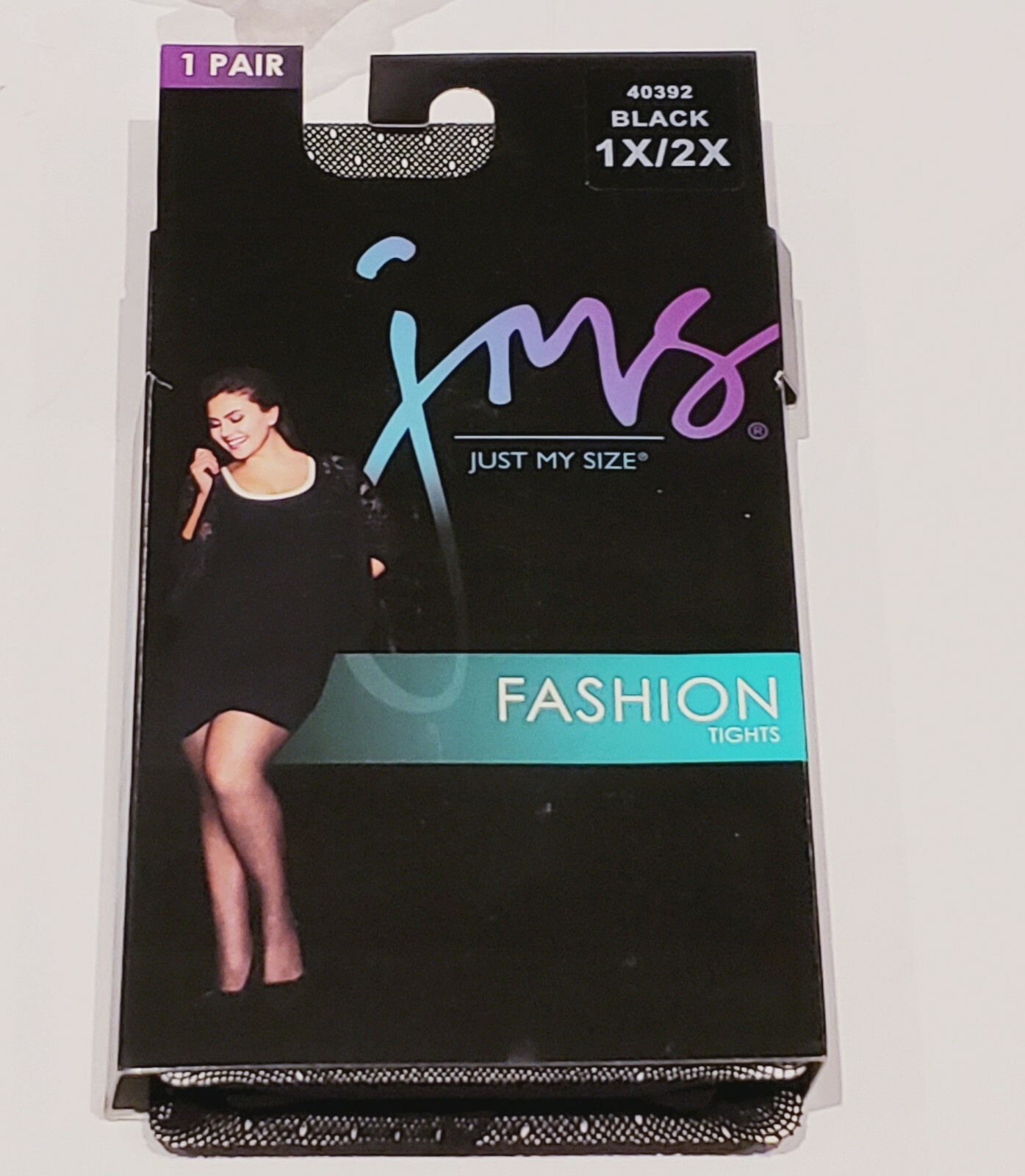 JUST MY SIZE by HANES FASHION TIGHTS Black 1x/2x Dot net design