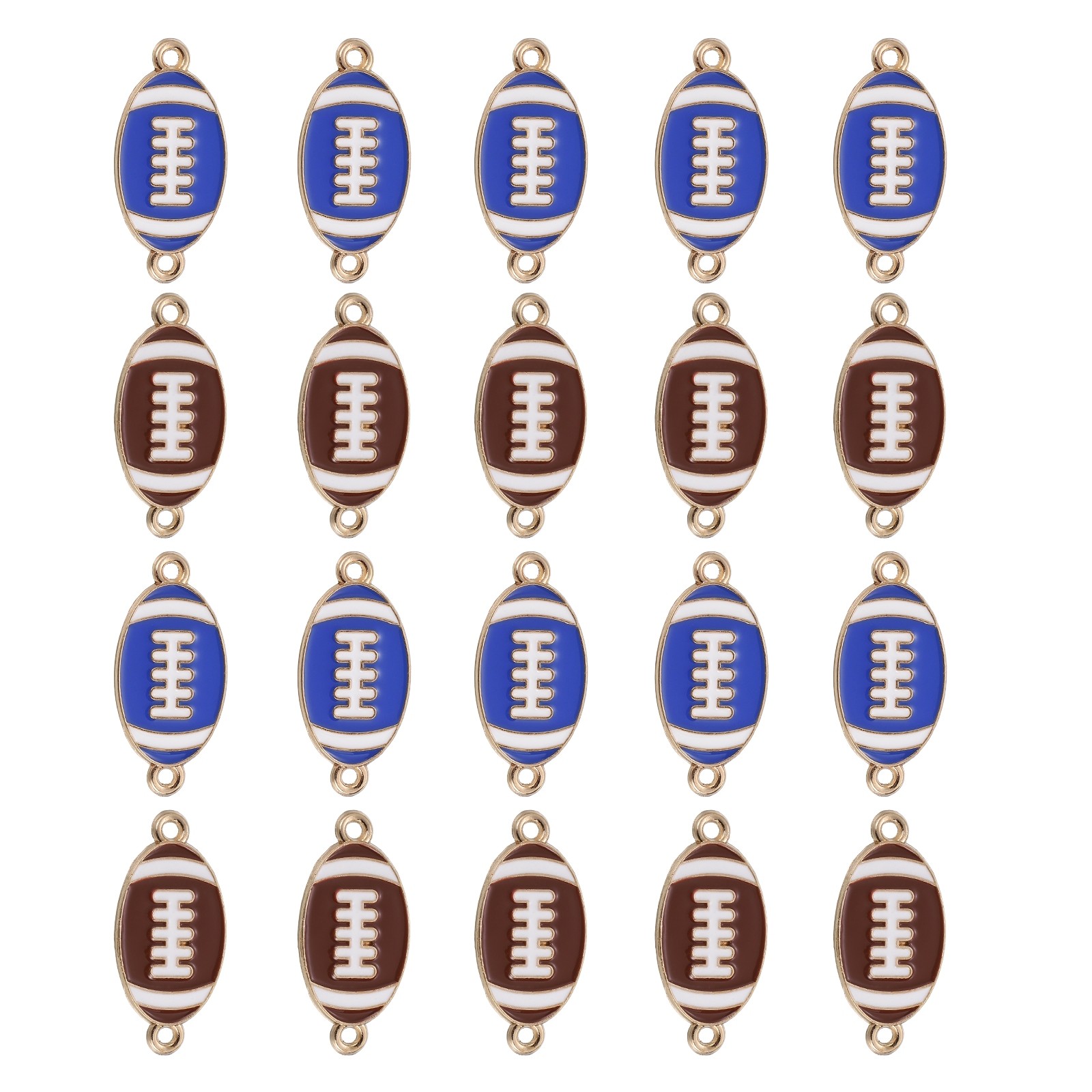 20Pcs Football Charm 28mm Enamel Alloy Rugby Charm Pendant,Dark Brown,Dark Blue