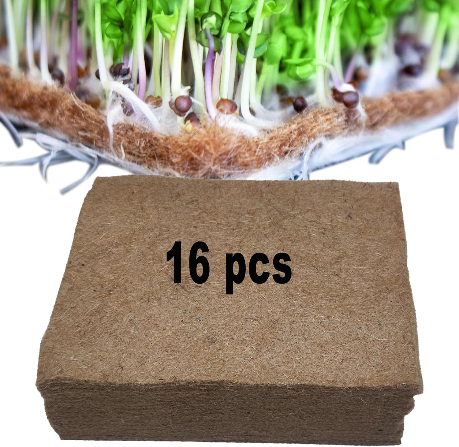 16Pcs 8.46" X 10.6" Microgreens Hemp Mats for Growing Sprouting Germination Natu