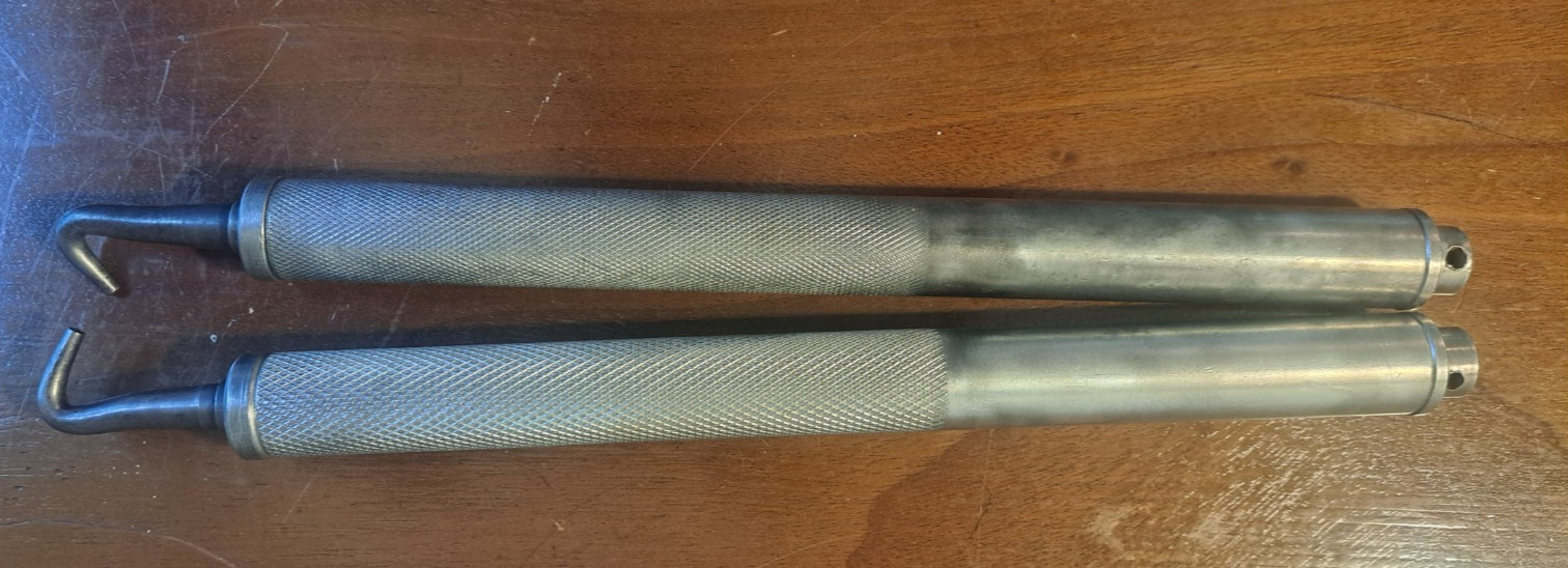 Vintage Wire or Cable Puller /Twister Hooked Metal Tools Set Of Two 11" Long
