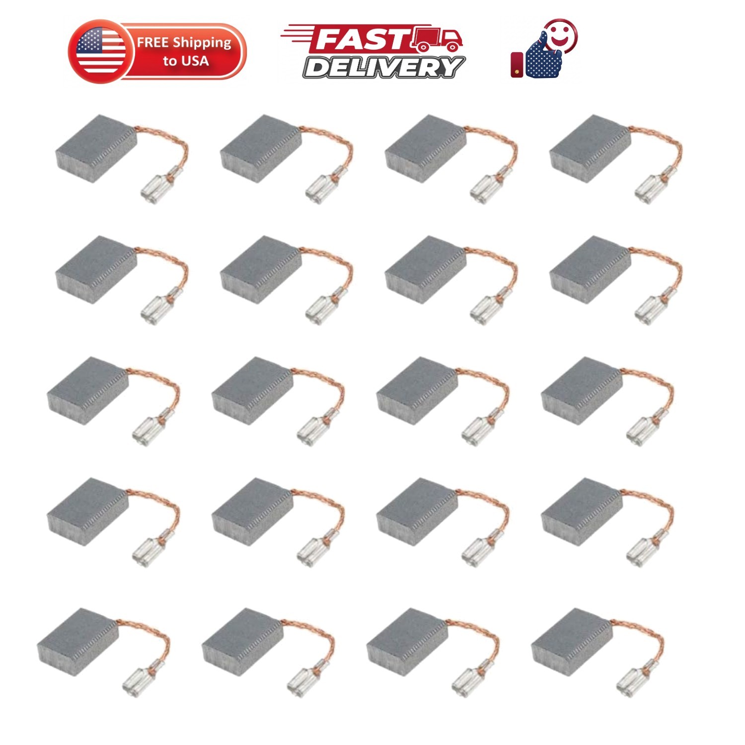 Carbon Motor Brushes Power Electric Tool Replacement 15mm x 10mm x 5mm- 20pcs