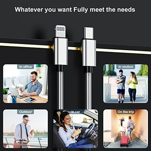 2Pack 10ft iPhone Fast Charger Cable, [Apple MFi 10 Feet Lightning Silver