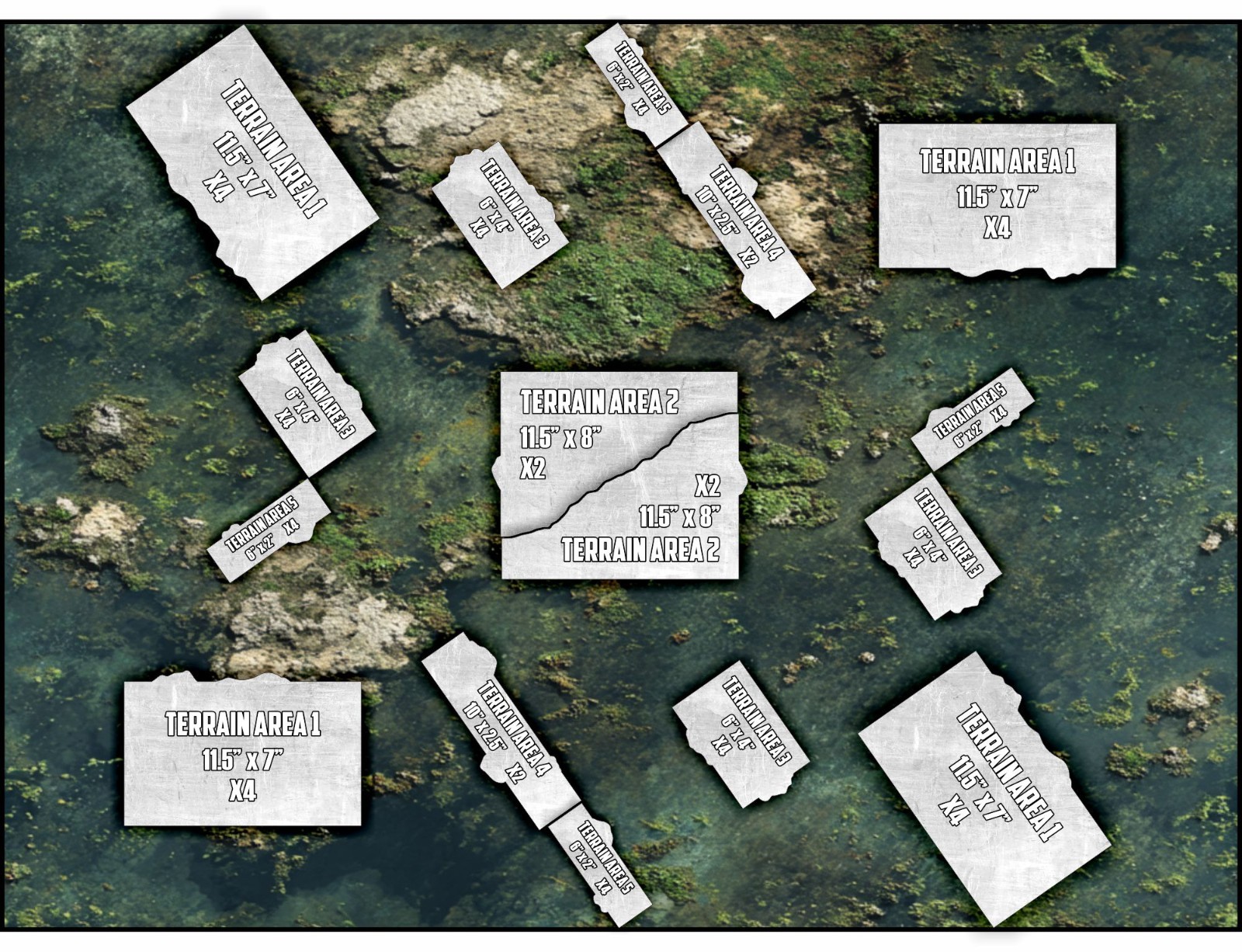 Terrain Area Footprints - Flood - Compatible w/ Warhammer 40K 11th Ed