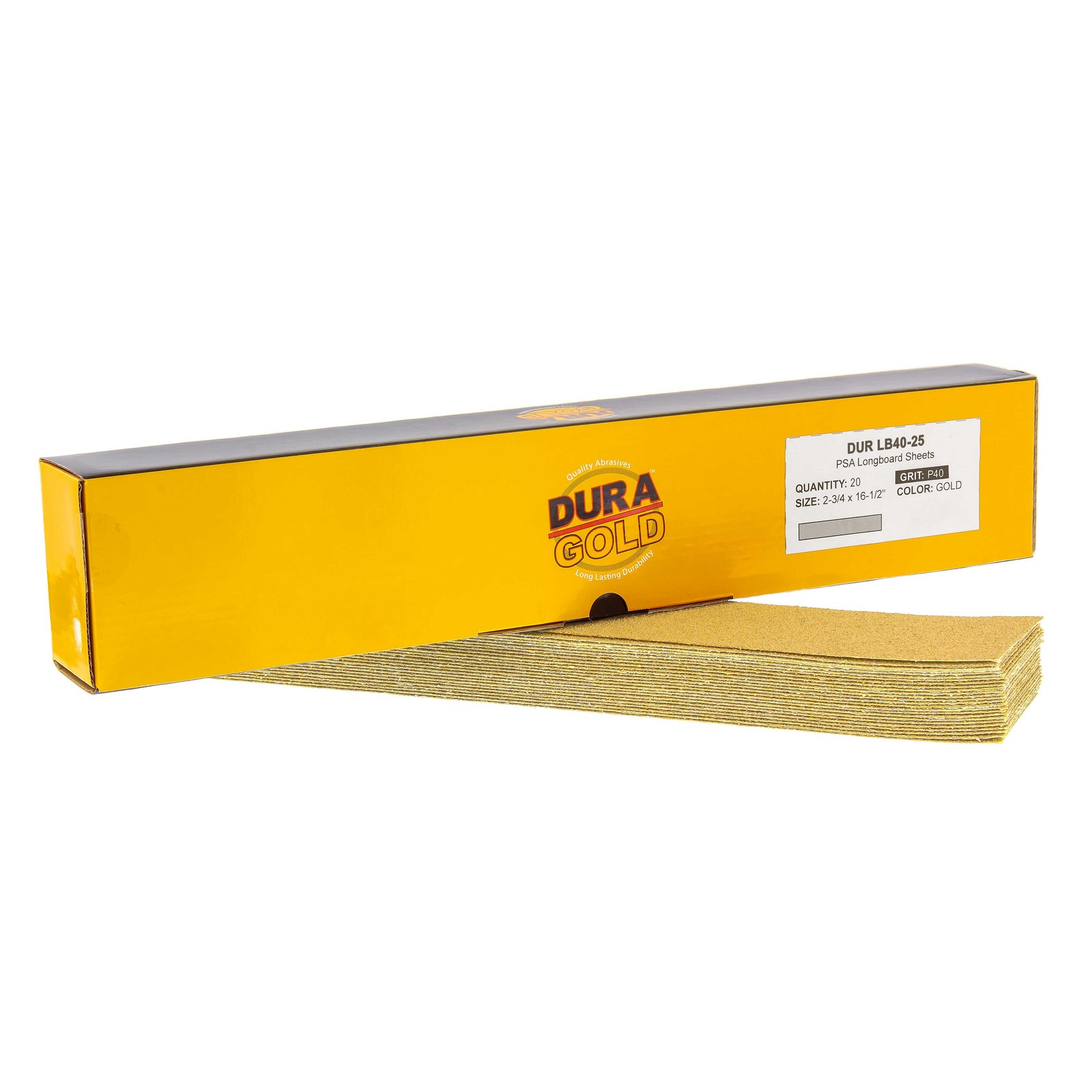 2-3/4" x 16-1/2" PSA Longboard Sandpaper Sheets - 40 Grit - 20 Sheets Pre Cut