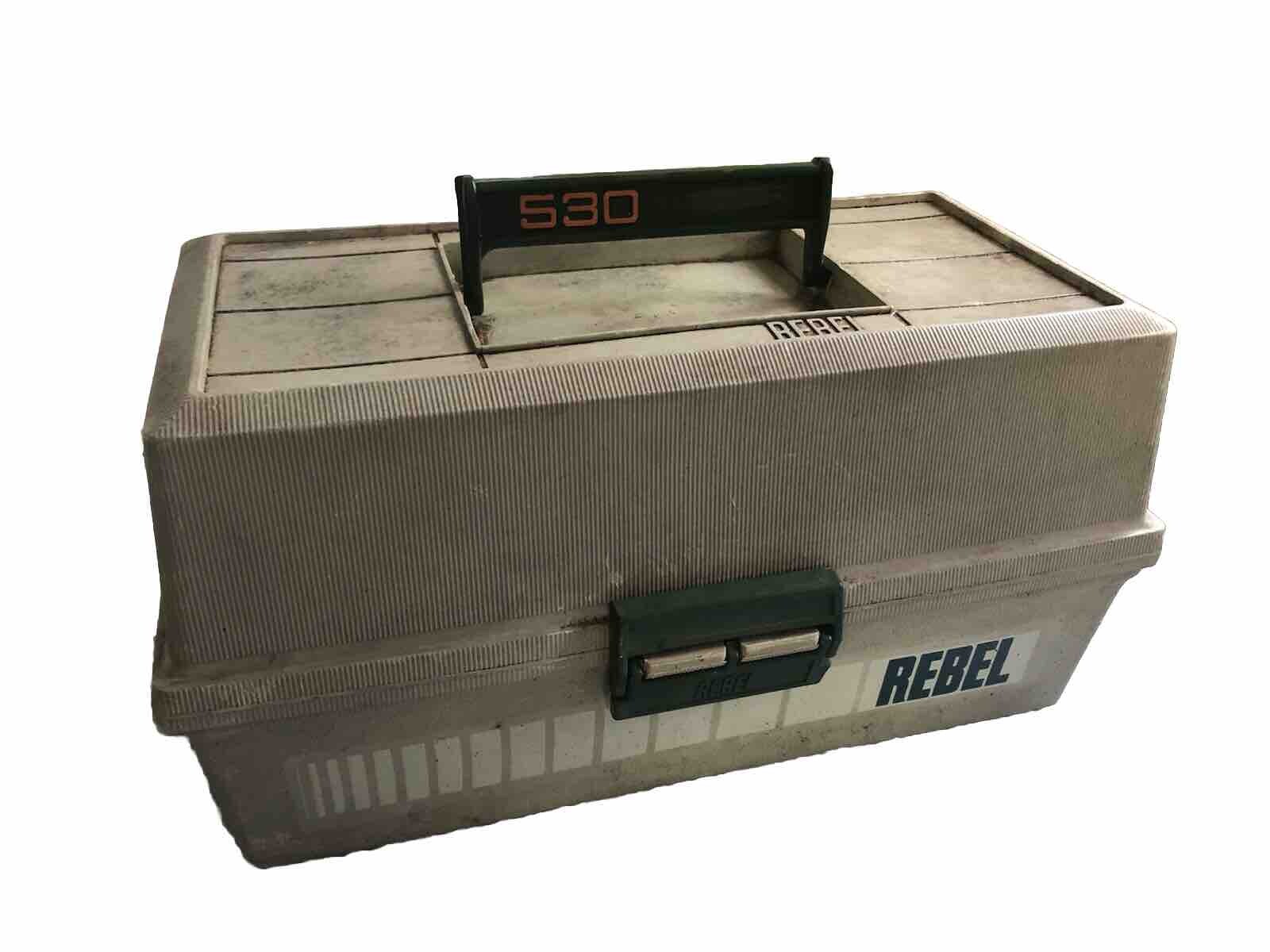 Vtg Rebel 530 Tackle Box Full Of Fishing Lures Worms Hooks Weights Bobbers *read
