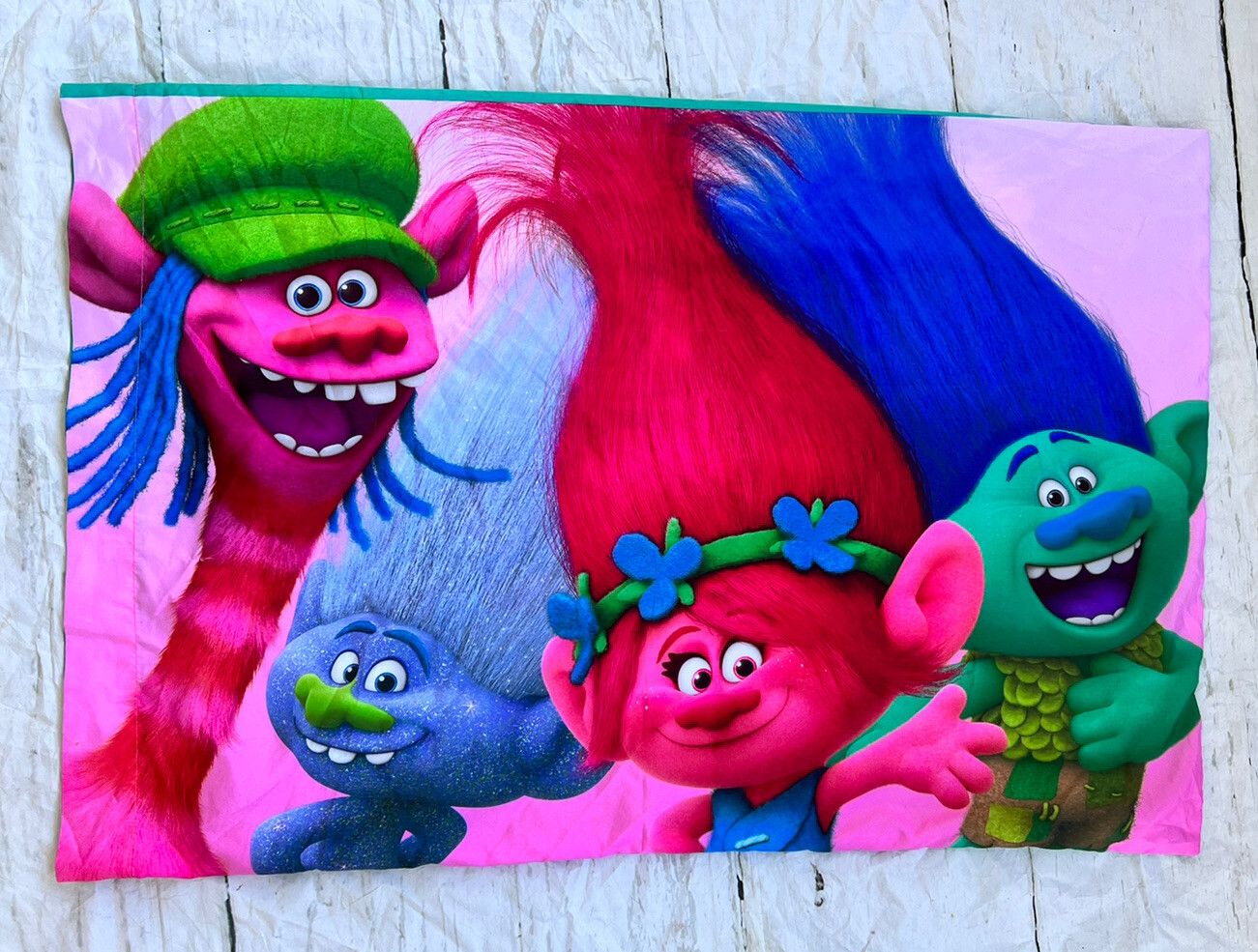 DREAMWORKS TROLLS STANDARD PILLOWCASE Troll Life REVERSIBLE A7