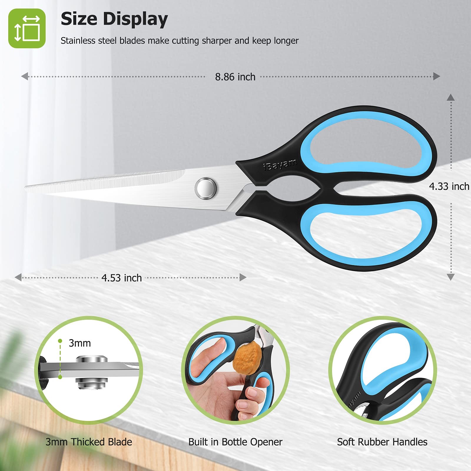 Kitchen Scissors, 2-Pack 8.7" Kitchen Shears Heavy Duty All Purpose