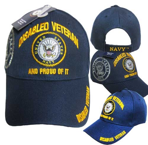 U.S. NAVY DISABLED VETERAN PROUDLY SERVED Military Ball Cap - BLUE