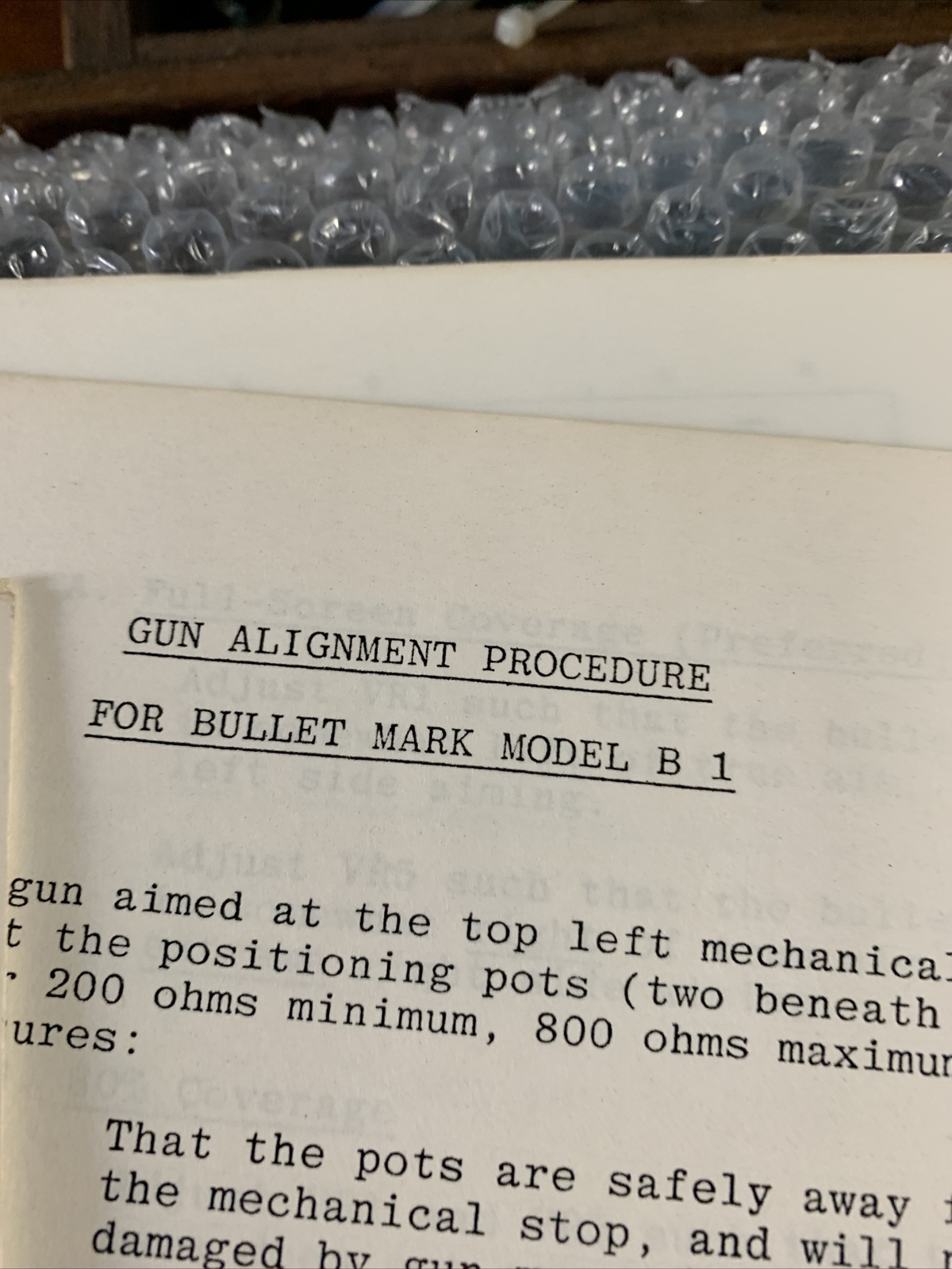 Original ARCADE GAME owners manual Bullet Mark Sega