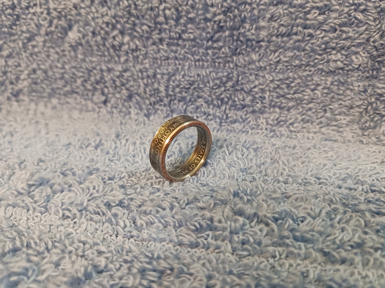 Wyoming Handcrafted Washington Quarters coin ring, size 6 (2007) (A)