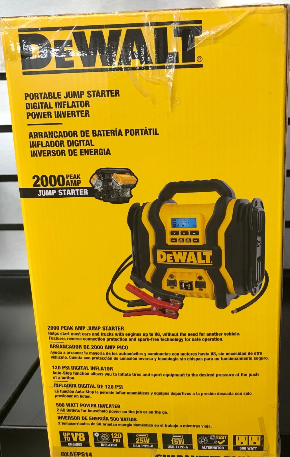 DEWALT Portable Power 2000 Peak Amp Jump Starter w/Digital Compressor NEW SEALED