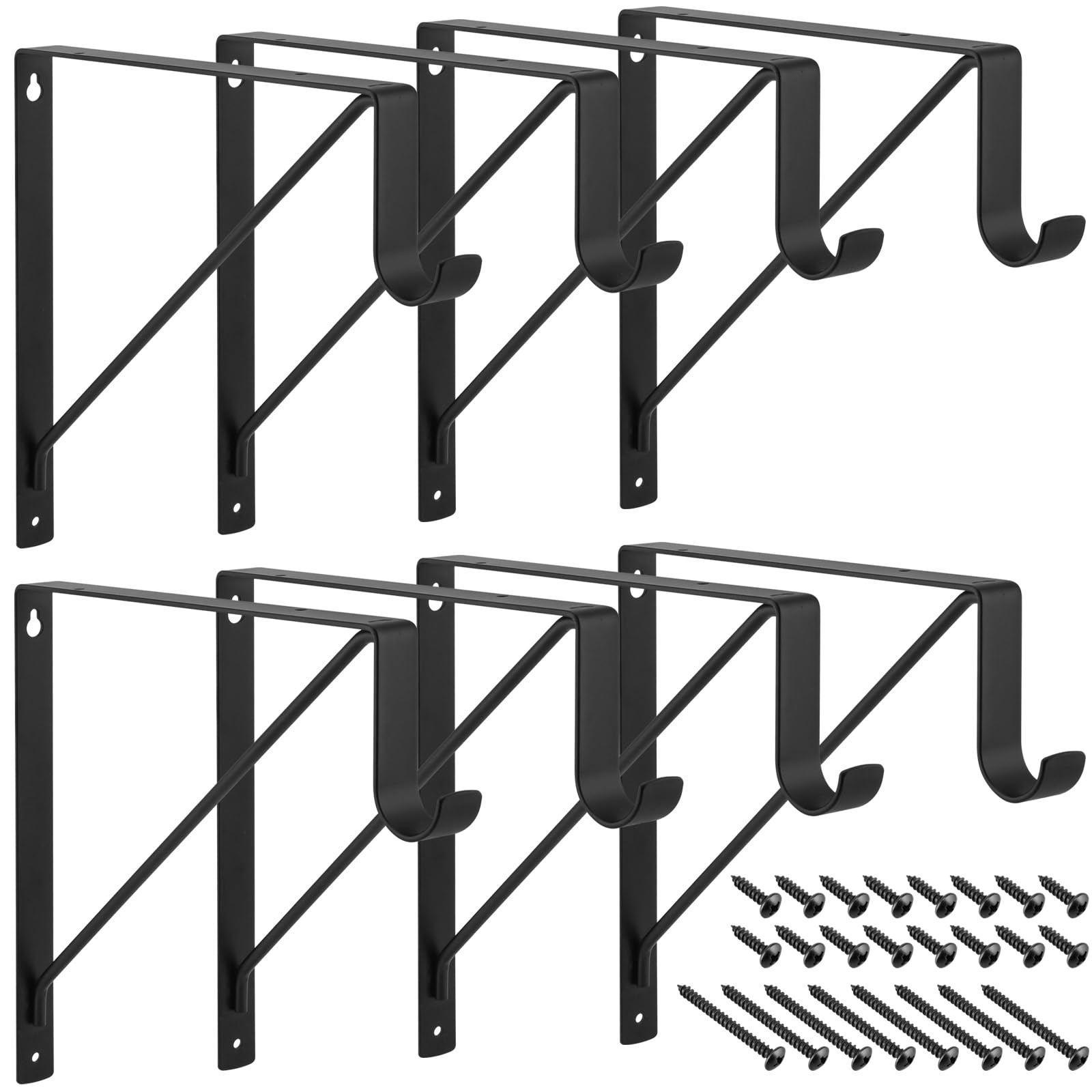 8 Pcs 11 x 11 Inch Closet Rod Brackets, Heavy Duty Closet Shelf Brackets, Wal...