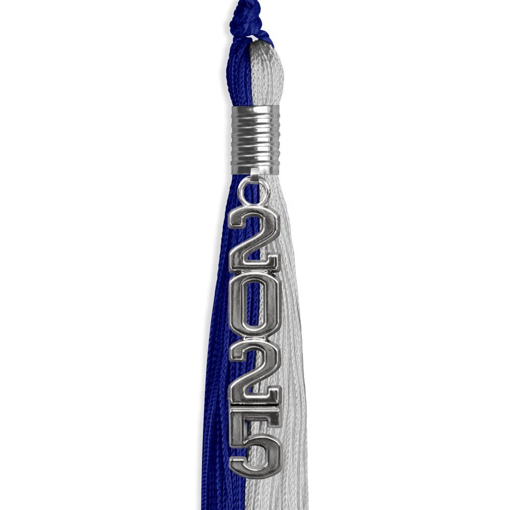 Endea Graduation Royal Blue/Grey Tassel With Silver Stacked Date Drop