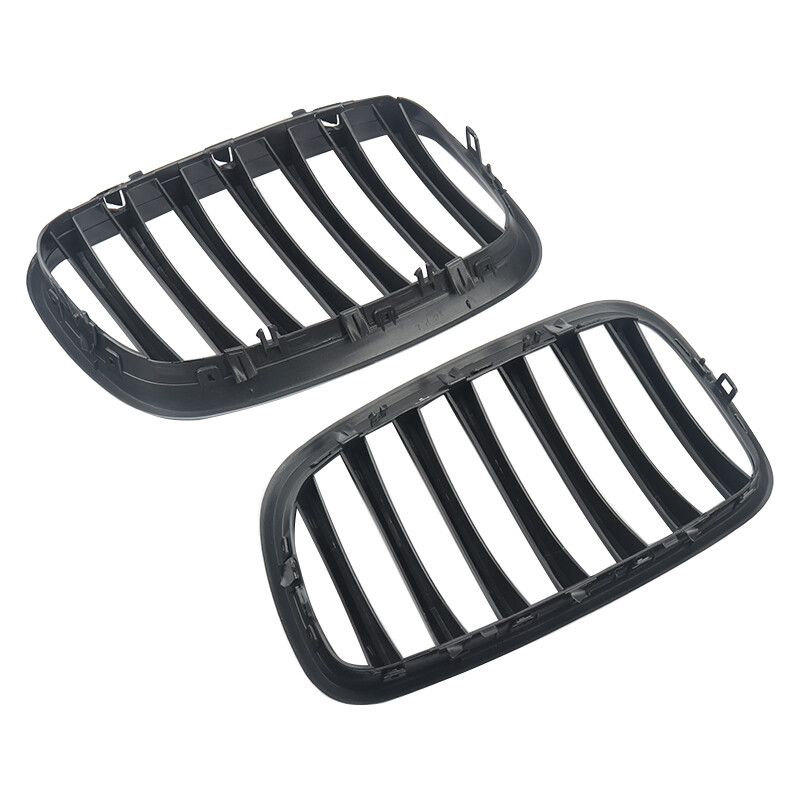 Pair Front Gloss Black Kidney Grille Grill For BMW X5 E70 X5M X6 E71 E72 2007-13