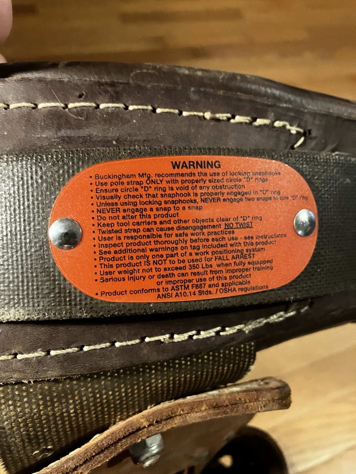 Buckingham Lineman Climbing Belt SIZE 24
